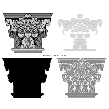 Трафарет - Капитель Кавалерия Трафарет - Капитель Кавалерия